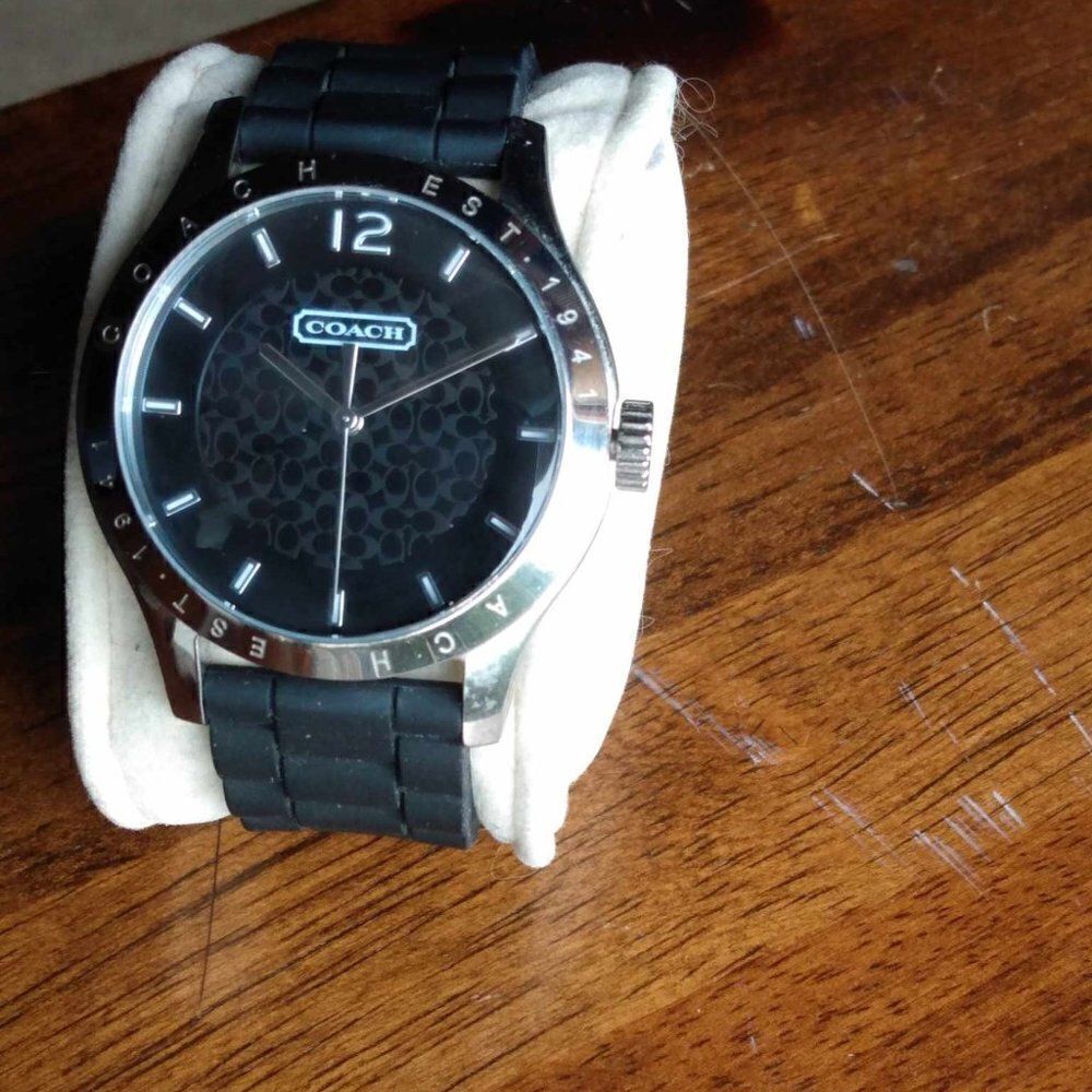 Mens Black Coach Watch Running - Picture 8 of 9